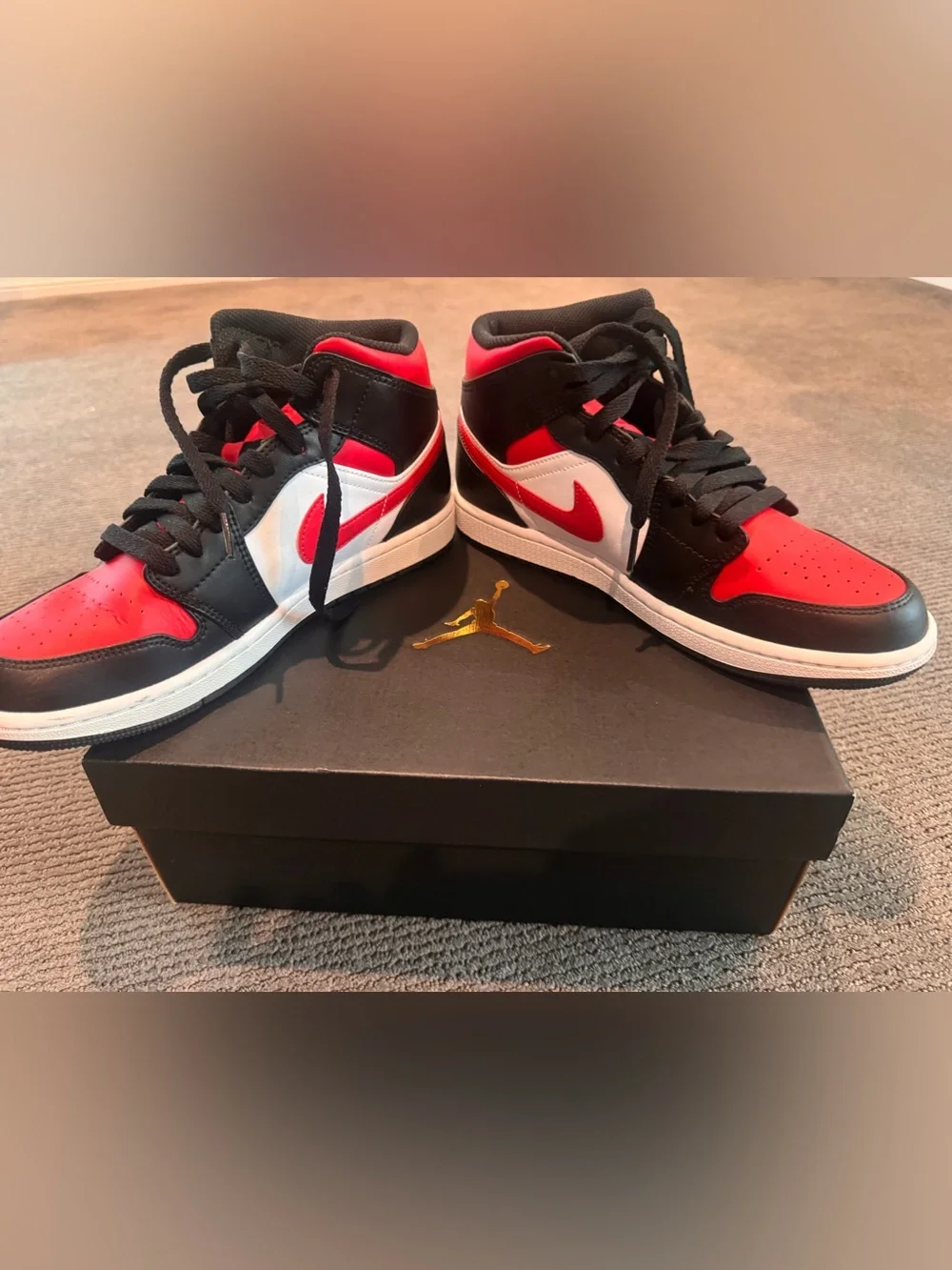 Air Jordan 1 Mid Men’s Sneakers in Red/Black/White